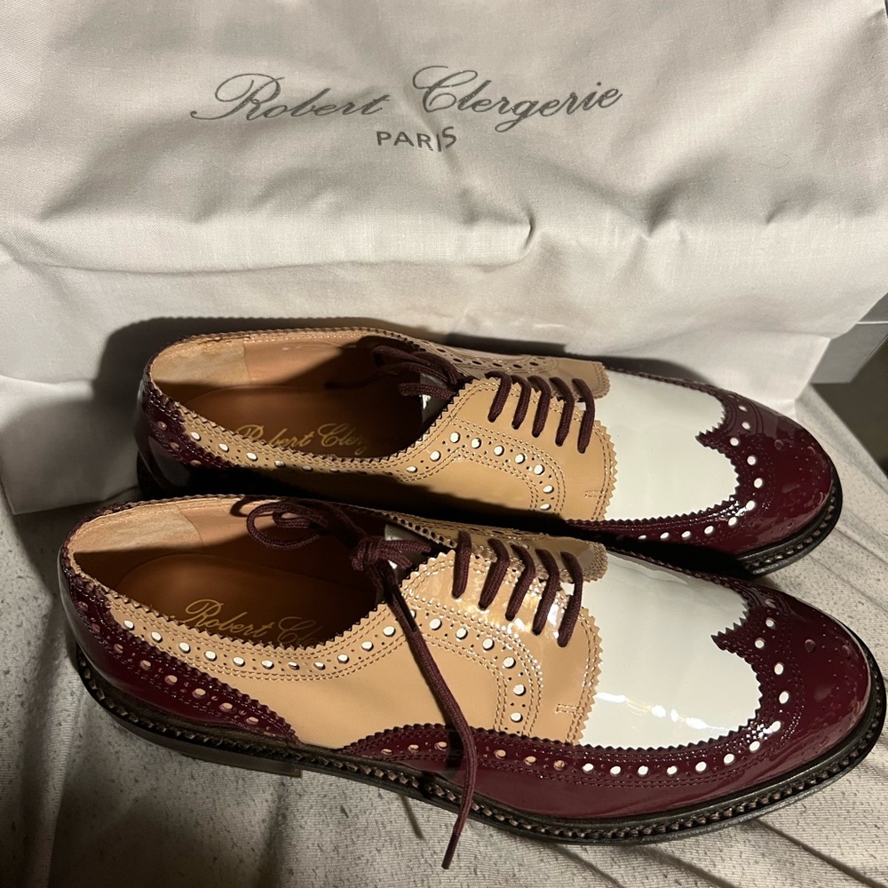 Size 36 Robert Clergerie -282600prune/Blanc/Tany DBL Verniprune item#3345548 - Picture 2 of 11
